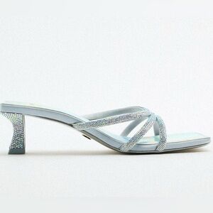 ZARA Iridescent Kitten Heel Sandals